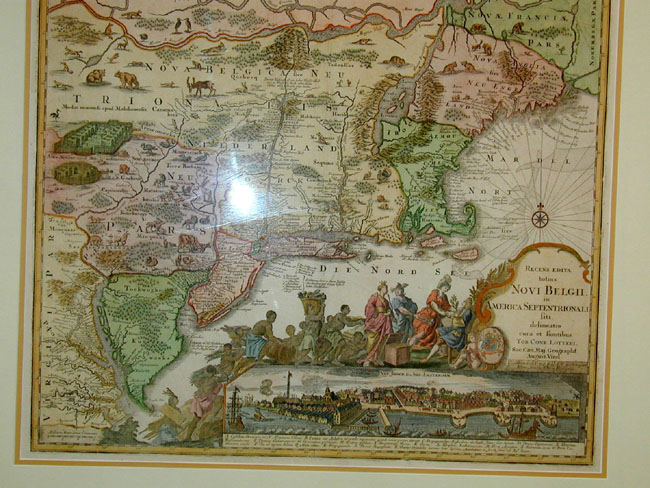 Map of 'Novi Belgii' (New England and the middle Atlantic region) by Tobias Lotter circa 1750