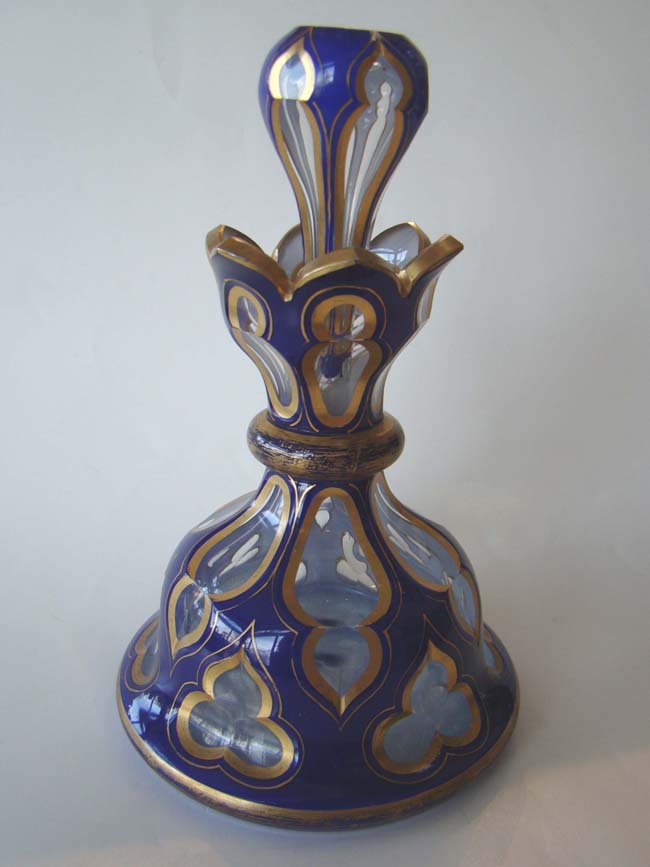 A fine 19th century cut to clear cobalt blue ladies toiletry bottle circa 1880 — image 2