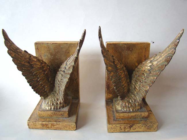 An attractive pair of contemporary gilded wings bookends — image 2