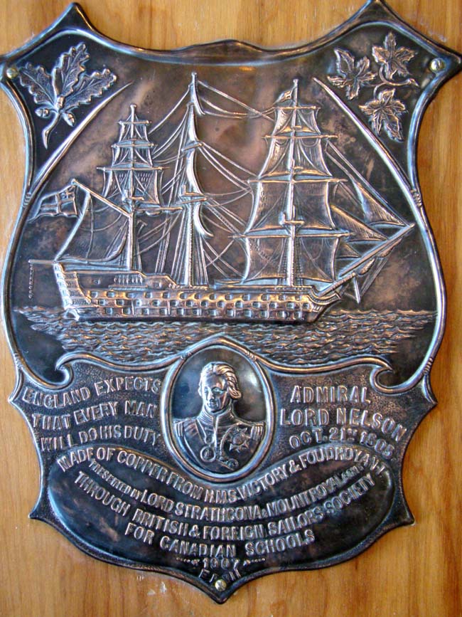 A fine and historic plaque made from copper removed from H M S Victory and H M S Foudroyant