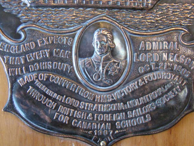 A fine and historic plaque made from copper removed from H M S Victory and H M S Foudroyant — image 2
