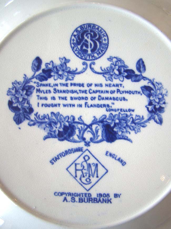 An historic souvenir plate circa 1905 depicting scenes of Plymouth, Mass., and Myles Standish — image 2