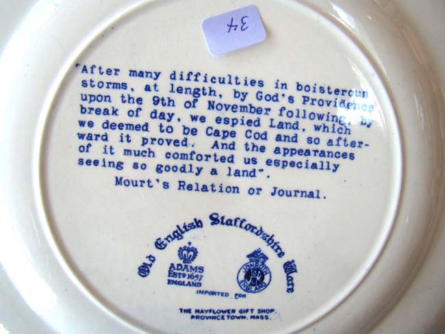 A souvenir plate circa 1935 depicting the Mayflower arriving in Provincetown Harbor — image 2