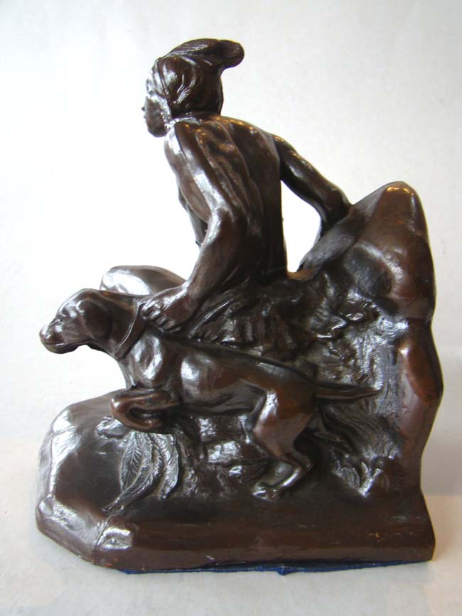 A pair of American Indian with hunting dog bookends by Jennings Brothers of Bridgeport, CT., circa 1930 — image 4