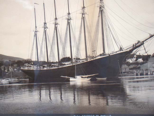 A fine original photo of the six-masted schooner George W. Wells of Camden, Maine dated 1900