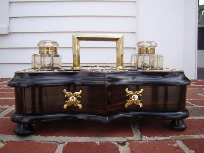 A magnificent English brass mounted coromandel wood inkstand circa 1860 — image 3