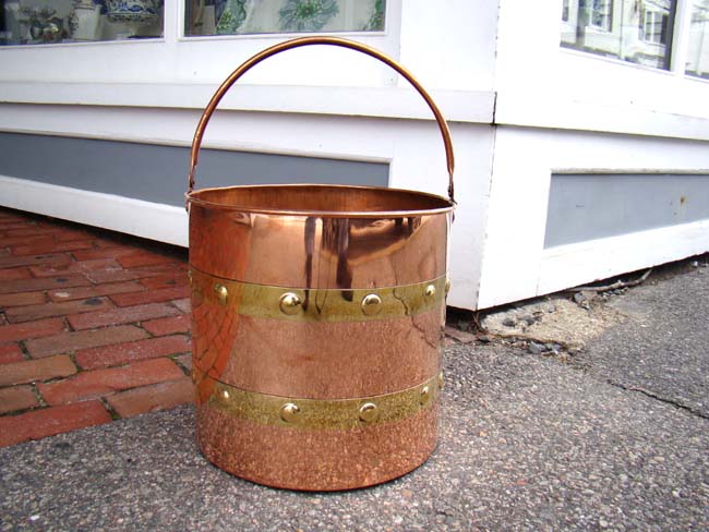 A late 19th century English copper and brass coal,bucket.
