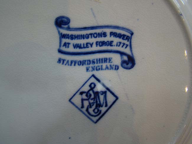 A fine historical Staffordshire plate circa 1905 depicting "Washington's Prayer at Valley Forge 1777 — image 2