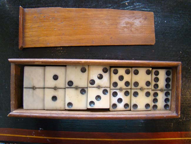 A good set of Civil War era bone & ebony dominoes circa 1865