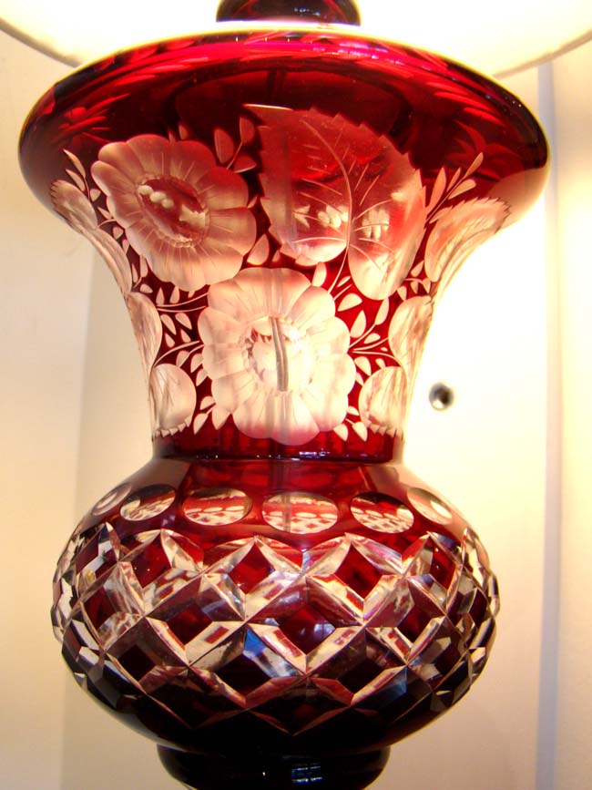 A beautiful vintage Bohemian cut crystal lamp