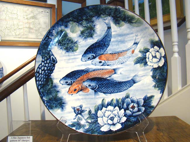 A beautiful large Japanese charger featuring koi fish