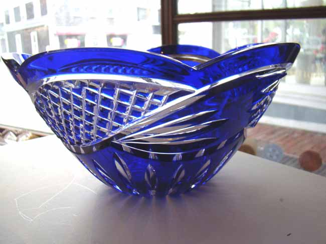 A fine cobalt blue hand cut lead crystal bowl — image 2
