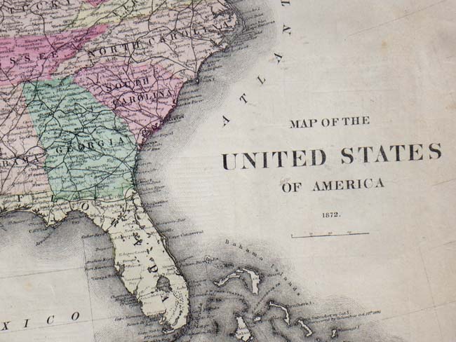 A fine hand colored map of the United States of America published in 1872 — image 2