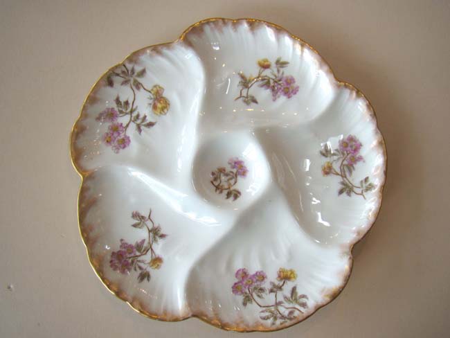 A fine early Limoges bone china oyster plate by Charles Havilland circa 1882