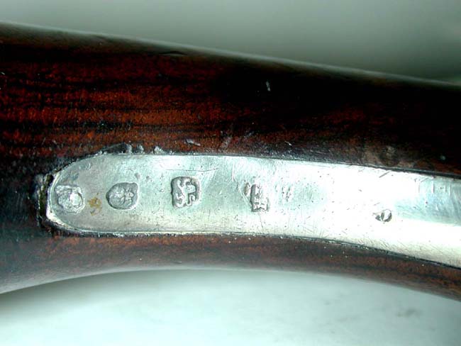 A Fine Pair of Flintlock Silver Mounted Brass Barreled Officer's Pistols Circa 1778 — image 6