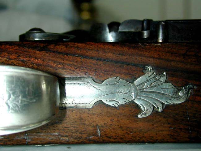 A Fine Pair of Flintlock Silver Mounted Brass Barreled Officer's Pistols Circa 1778 — image 7