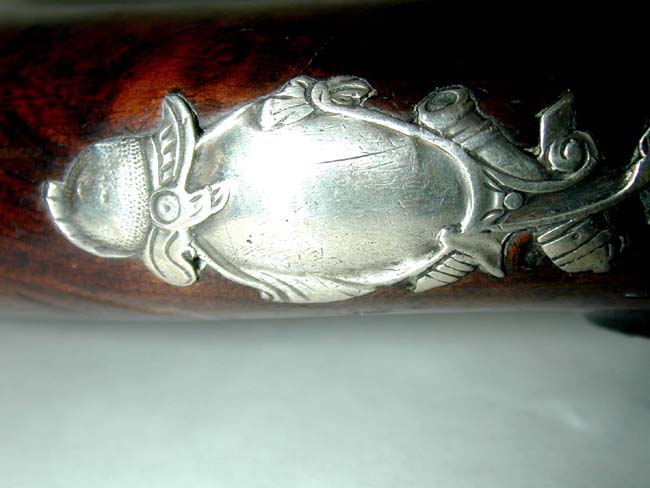 A Fine Pair of Flintlock Silver Mounted Brass Barreled Officer's Pistols Circa 1778 — image 8
