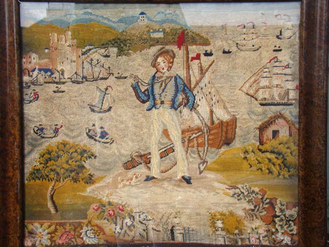 A FABULOUS nautical woolwork signed Elizabeth Caroline Winter, Age 19, 1889 — image 2