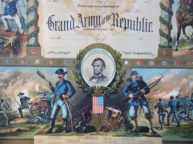 A beautiful Civil War Memorial certificate issued posthumously to Sgt. Robert Cook of the 20th Maine Infantry who was killed in action on Nov. 25, 1862 — image 2