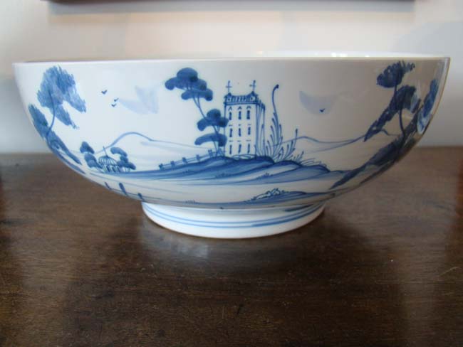 A Palladian blue pattern English Delft bowl by Deborah Sears
