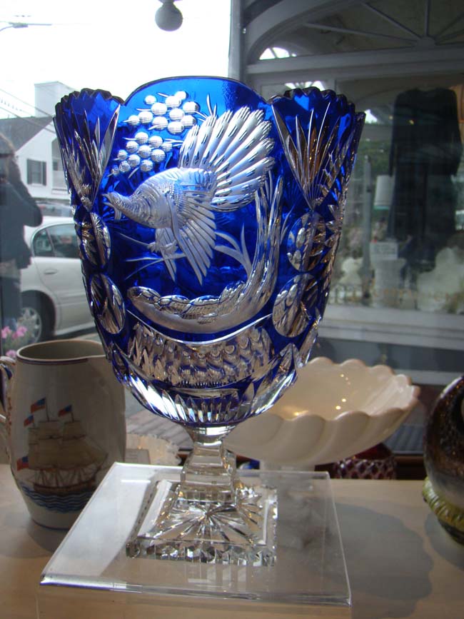 A visually stunning cobalt blue cut crystal compote bowl — image 2