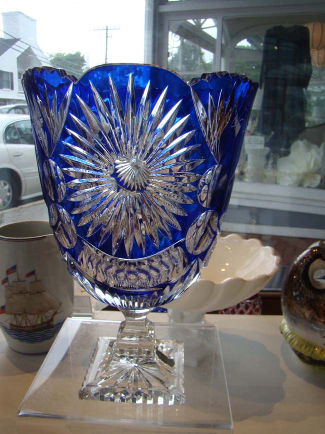 A visually stunning cobalt blue cut crystal compote bowl — image 3