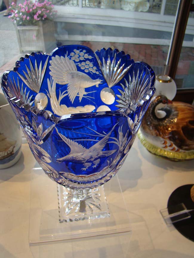 A visually stunning cobalt blue cut crystal compote bowl — image 4