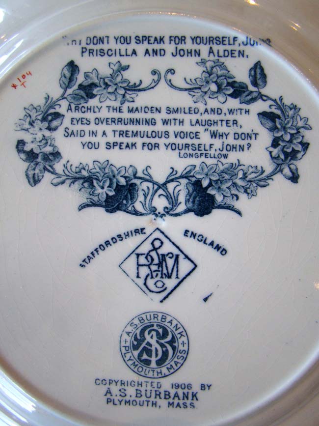A fine and rare Priscilla and John Alden commemorative plate made in 1906 by Rowland and Marsellus — image 2