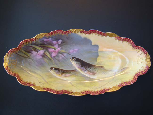 A FABULOUS antique hand painted fish service by Elite Works of Limoges, France circa 1890-1900 — image 2