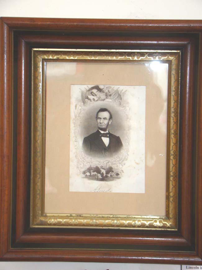A 19th century engraving of President Abraham Lincoln in its' original frame circa 1865