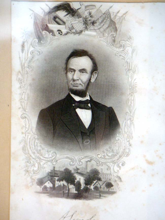 A 19th century engraving of President Abraham Lincoln in its' original frame circa 1865 — image 2