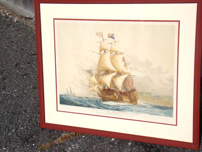 A fine hand colored 'artists proof' watercolor drawing of "His Majesty's Royal Ship The Sovereign of the Seas built in 1637." — image 2
