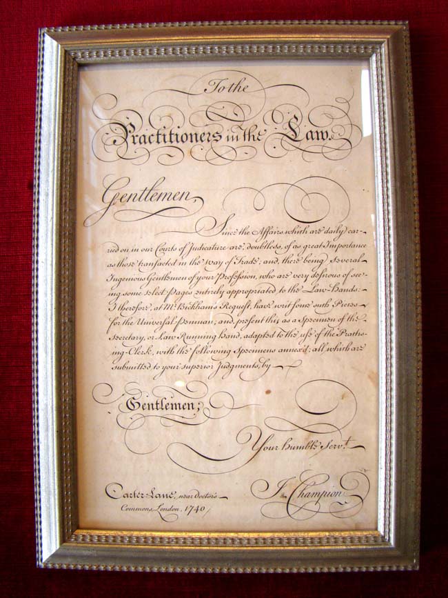 An original 18th century engraving entitled "To The Practitioners of the Law" printed in 1740