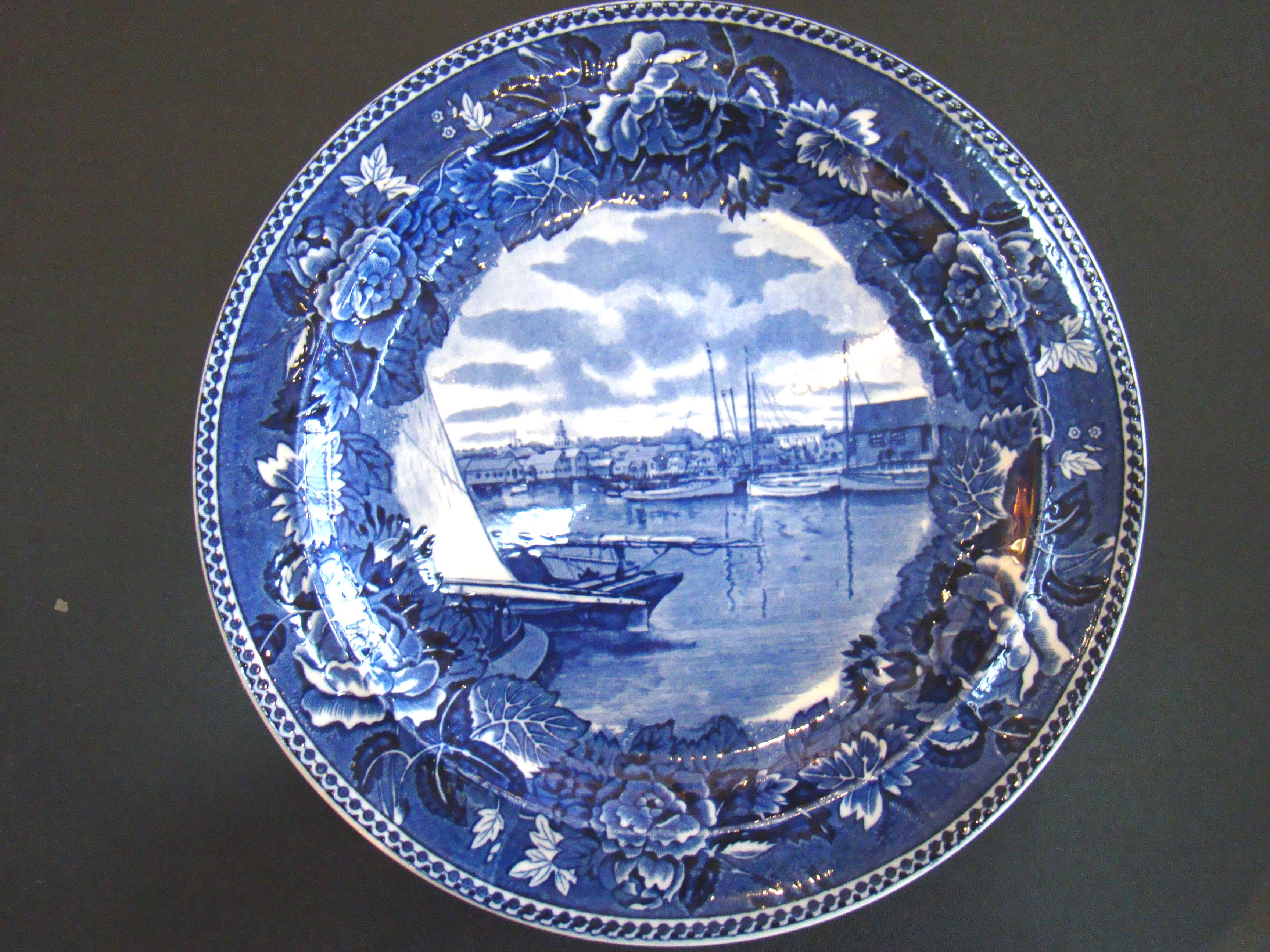 A fine souvenir "Nantucket Harbor" plate made by Wedgwood in 1900.