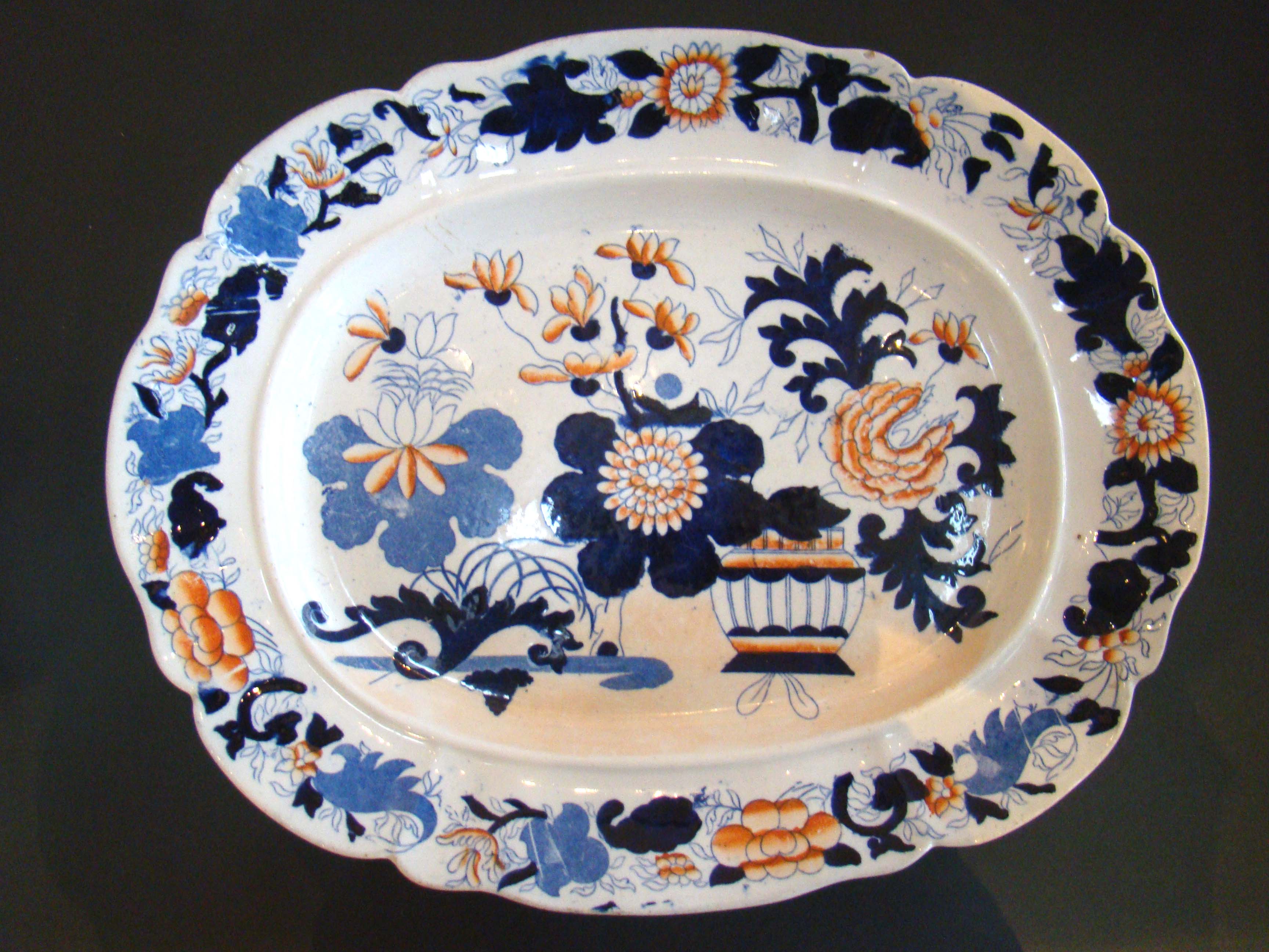An early 19th century Mason's Stoneware serving Platter in the Japan Basket pattern circa 1820