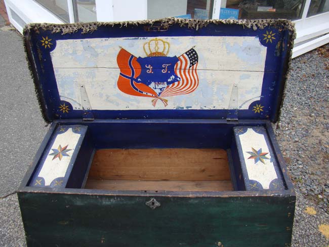 A 19th century Sailor's Sea Chest with fabulous painted interior