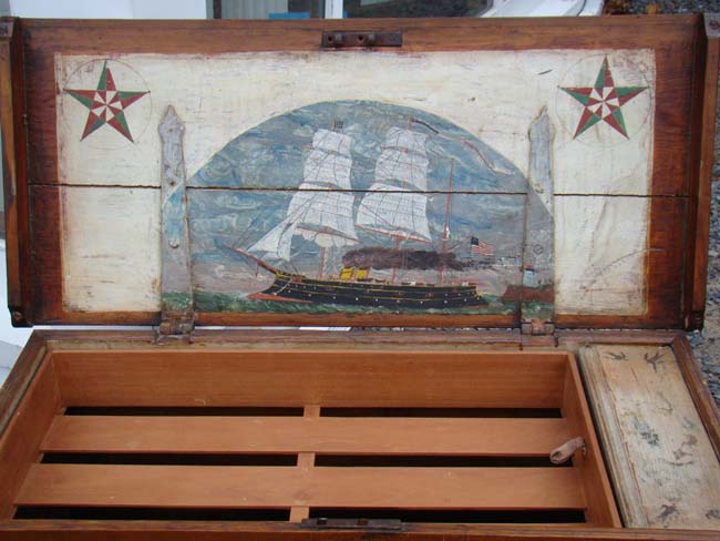 A fine 19th century Sailor's Chest with attractive interior and original ropework beckets circa 1850 — image 5