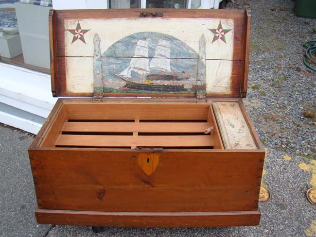 A fine 19th century Sailor's Chest with attractive interior and original ropework beckets circa 1850 — image 6