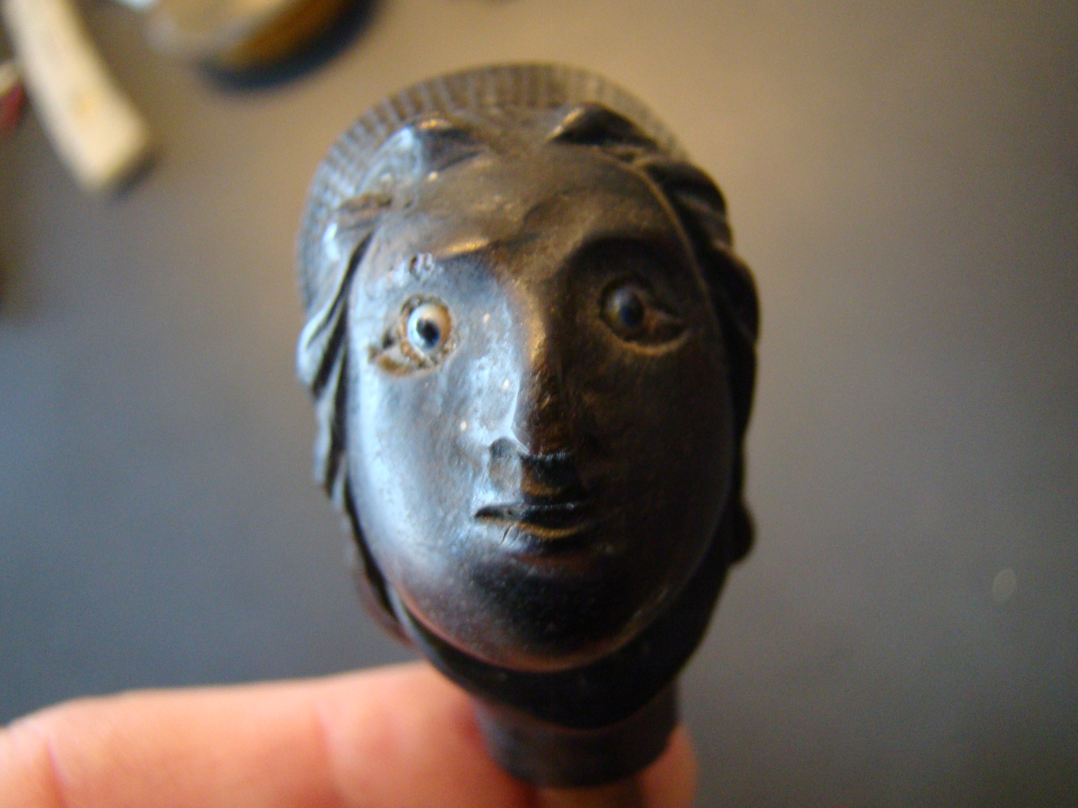 A wonderful 19th century baleen or carved ebony cane handle in the form of a woman — image 2