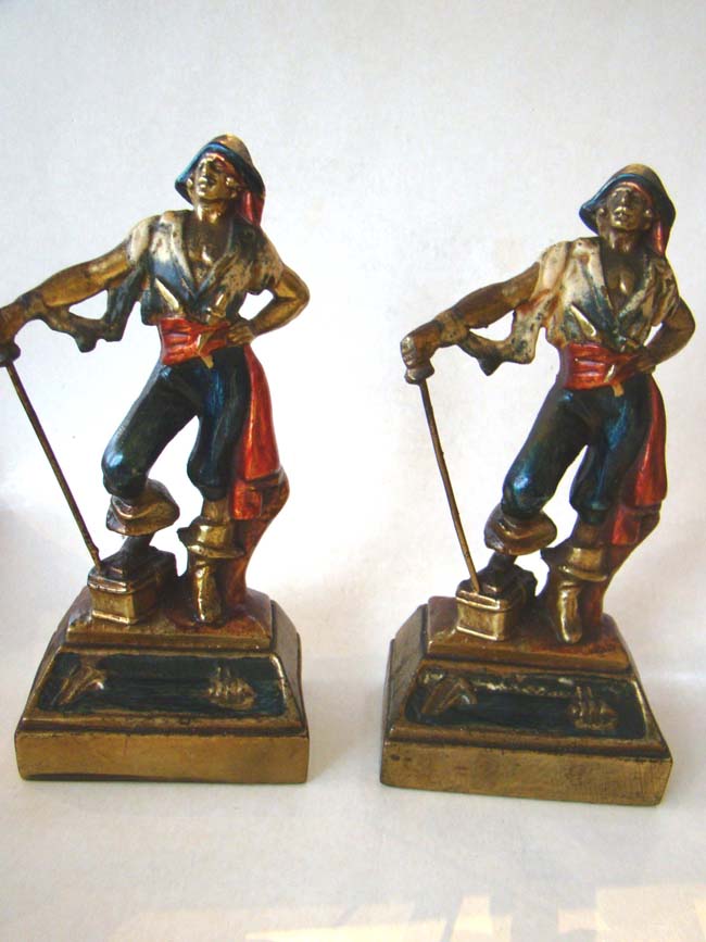 A nice pair of vintage 'Swashbuckler' bookends circa 1928