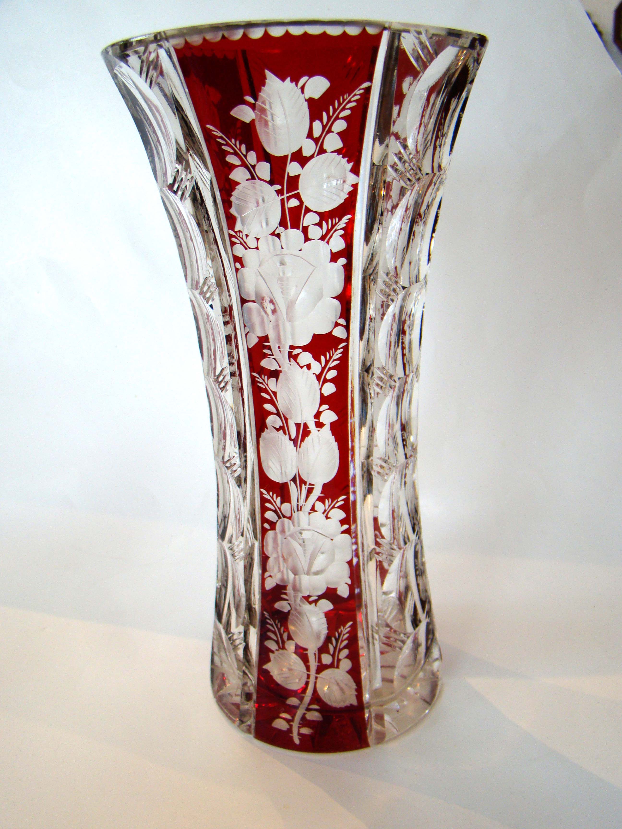 A fabulous vintage red cut crystal vase circa 1900.