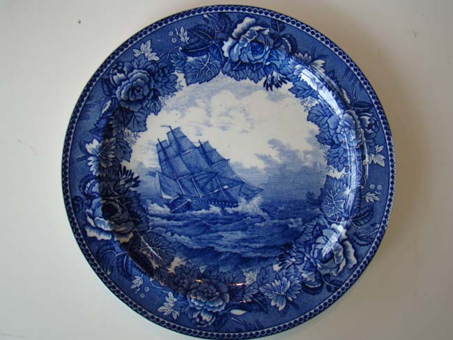 A Wedgwood souvenir plate depicting the "U S Frigate Constitution in Chase" circa 1890