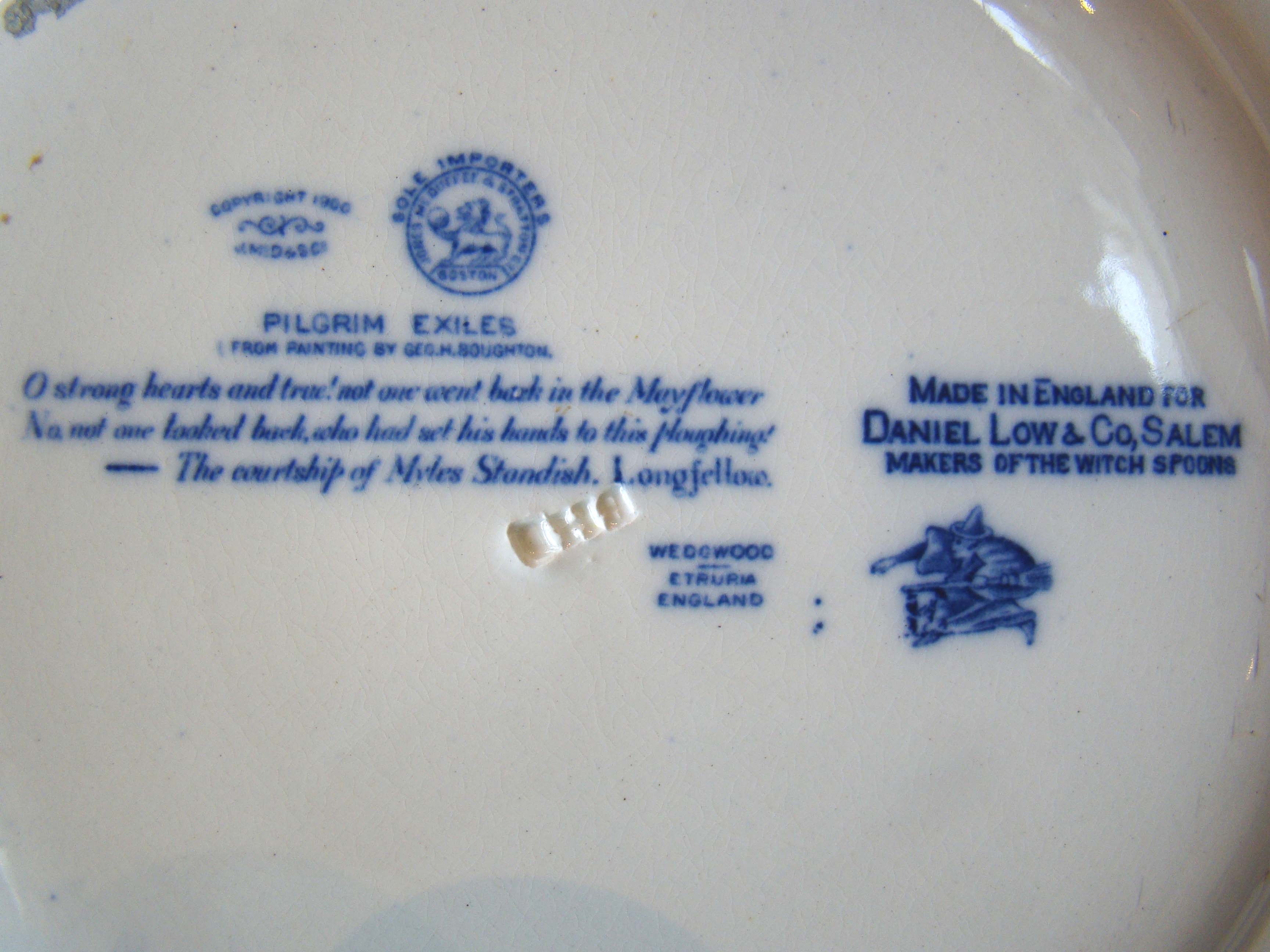 A fine late 19th century Wedgwood souvenir plate depicting the Courtship of Myles Standish--The Pilgrim Exiles. — image 2