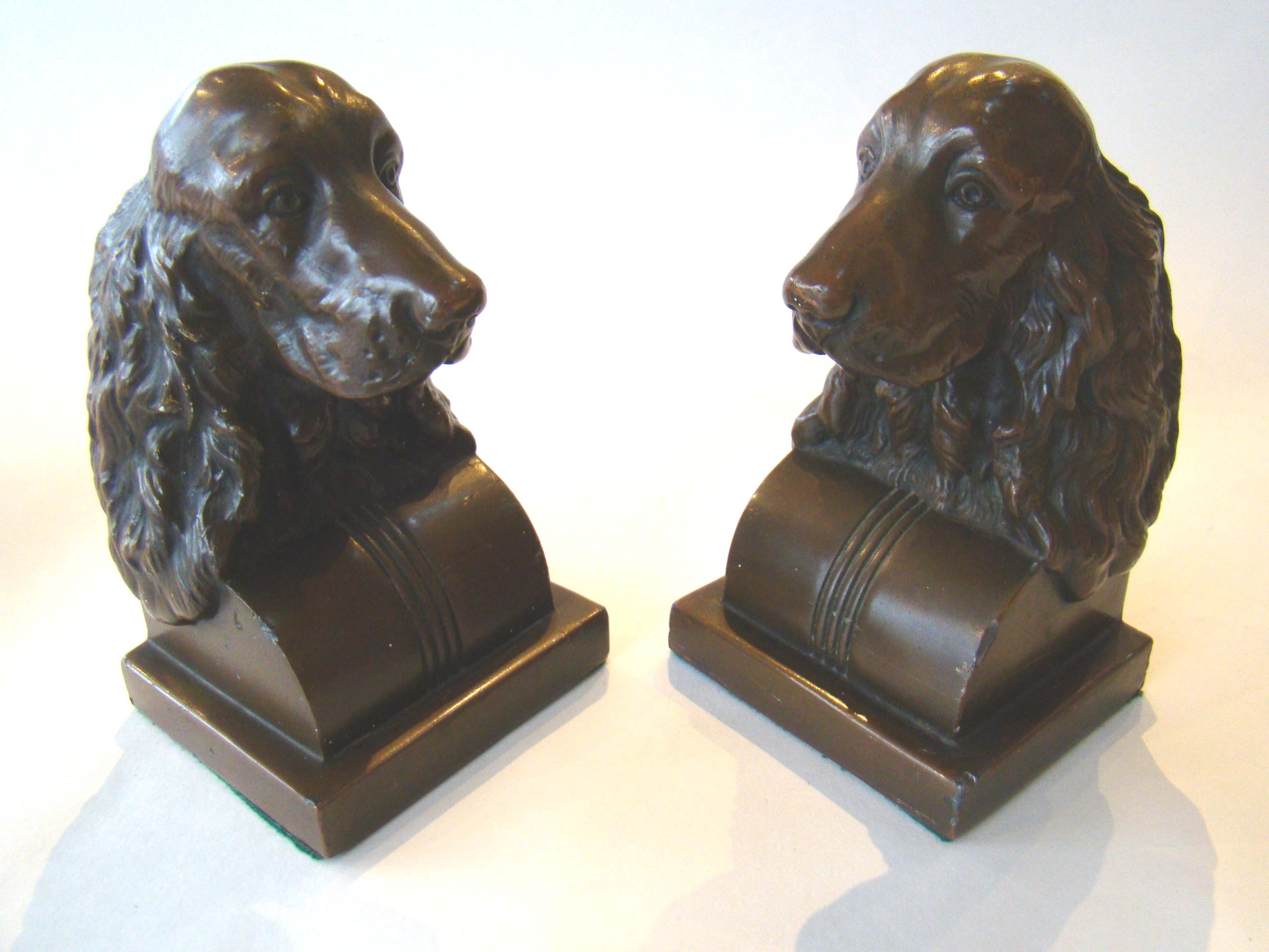 A pair of vintage Spaniel bookends by Jennings Brothers circa 1935
