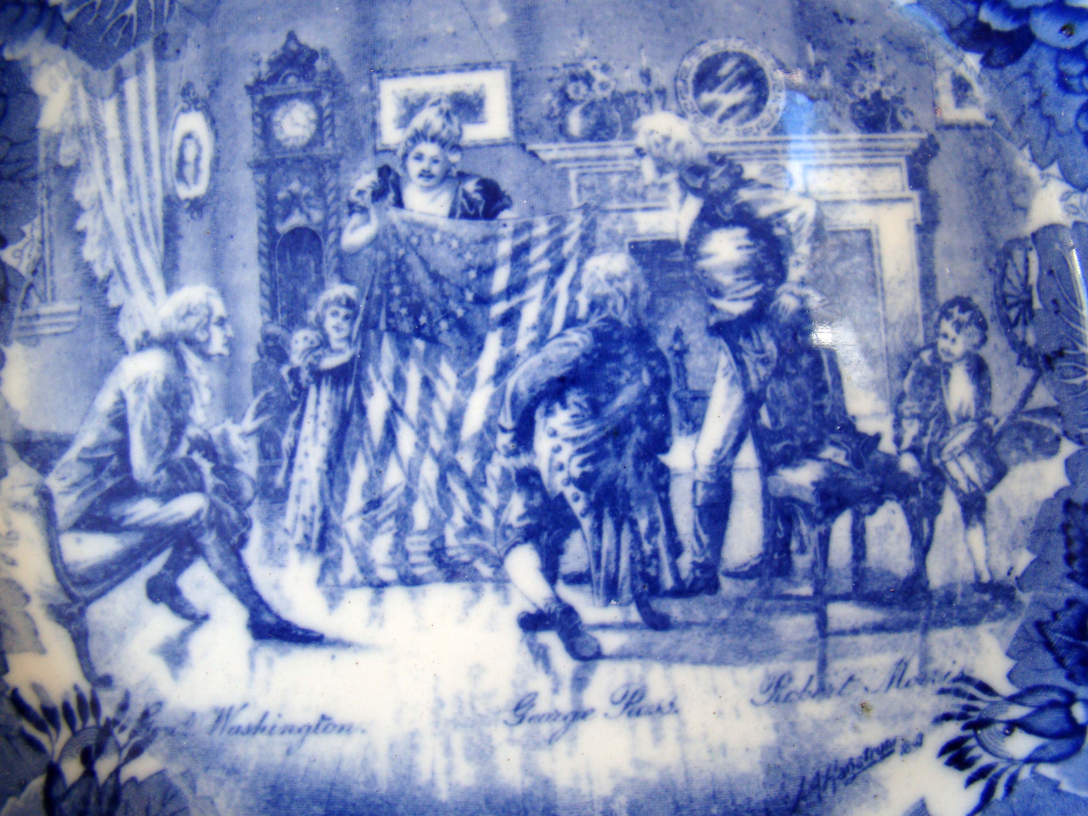 Wedgwood plate dated 1900 depicting Betsy Ross and the first American flag — image 2