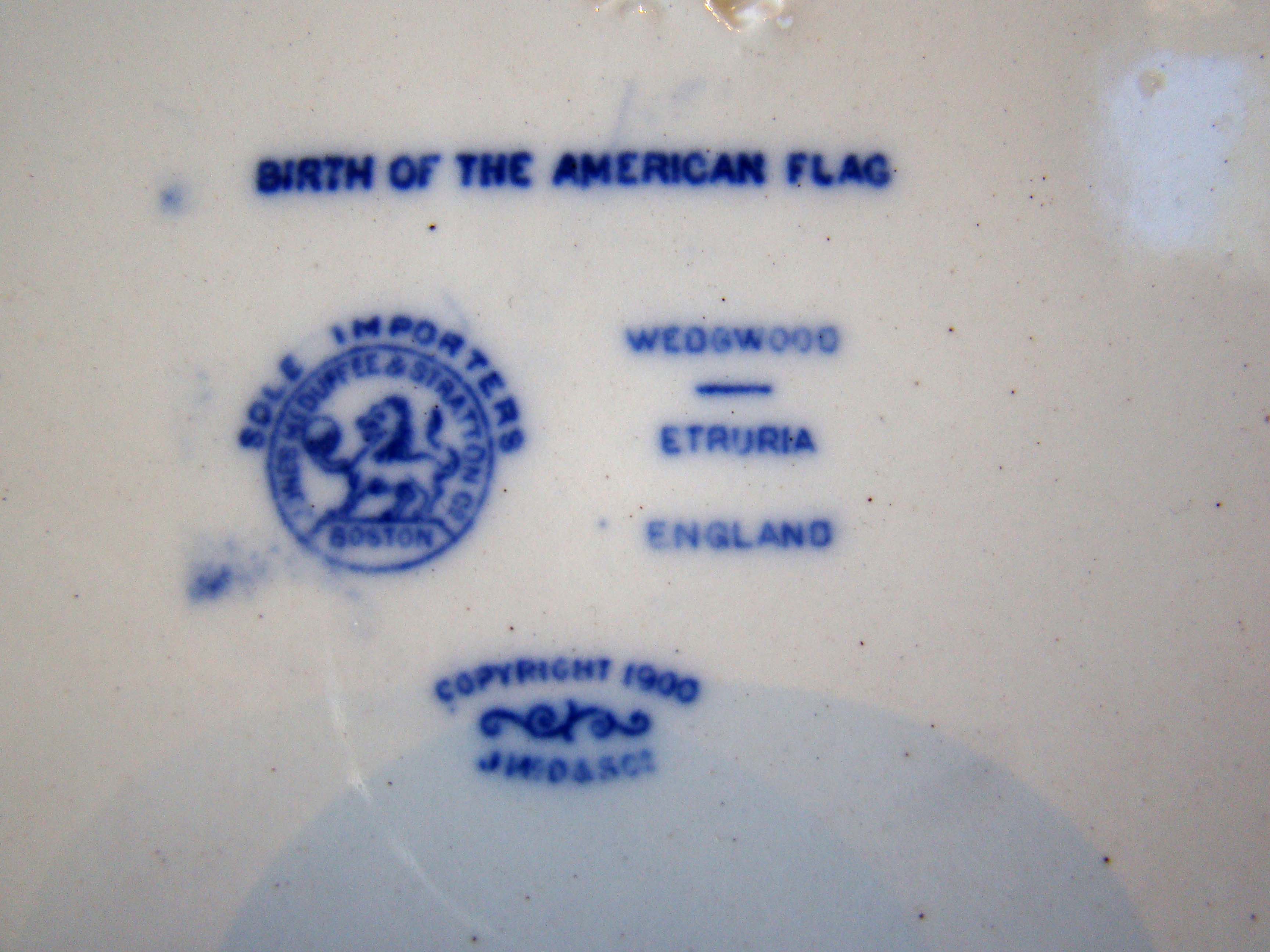 Wedgwood plate dated 1900 depicting Betsy Ross and the first American flag — image 3