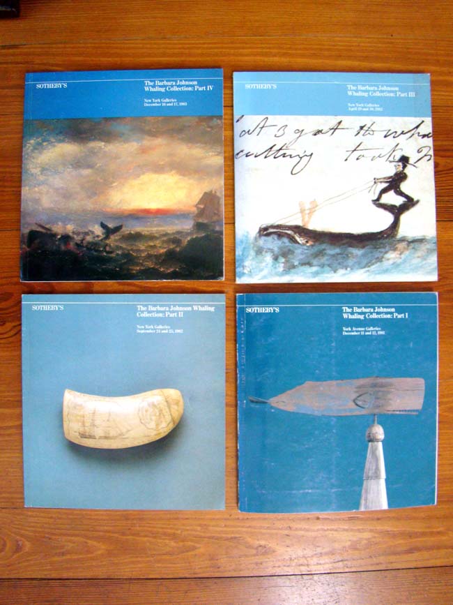 A complete and original set of four auction catalogs from the Barbara Johnson Whaling Collection