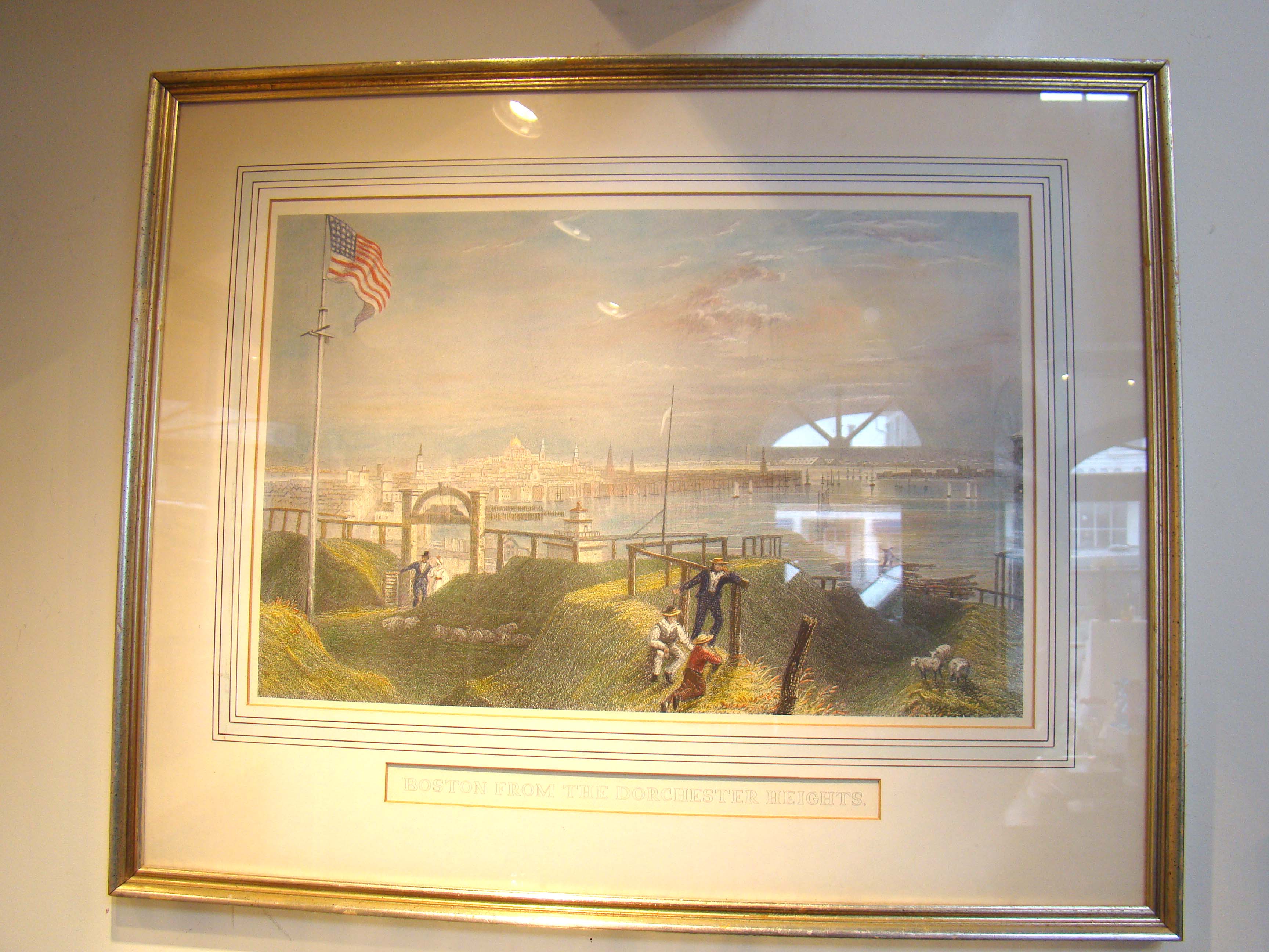 A beautiful vintage print depicting a view of Boston from Dorchester Heights — image 3