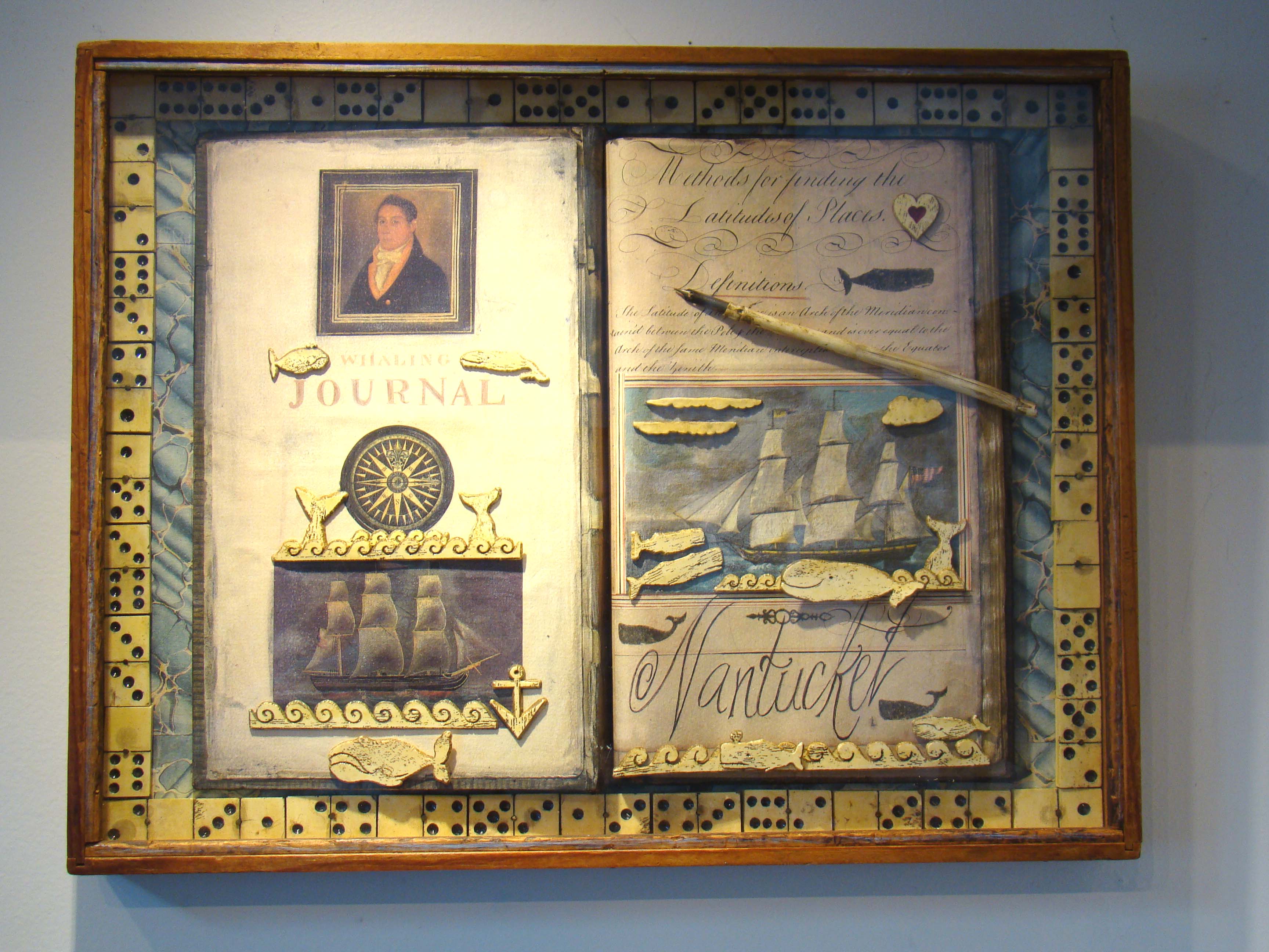 A fabulous 20th century Nantucket whaling memorablia shadow box by Erik Erikson