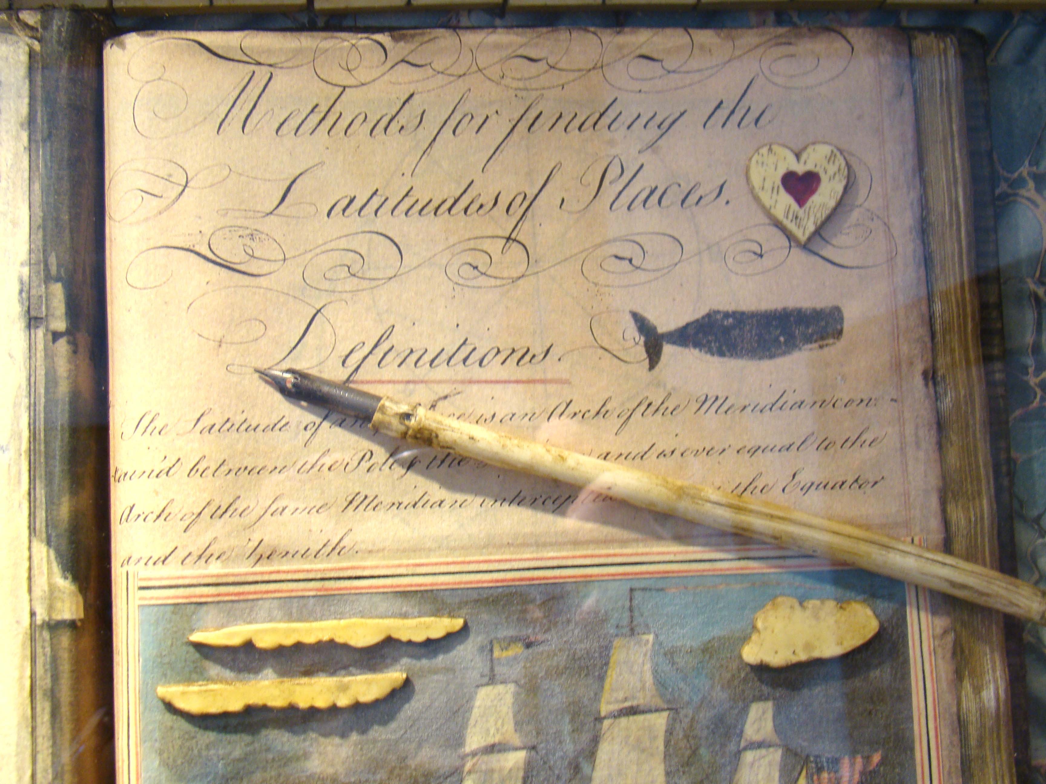 A FABULOUS Nantucket whaling memorabilia shadow box entitled "Francis Kittal's Navigation Book" — image 3